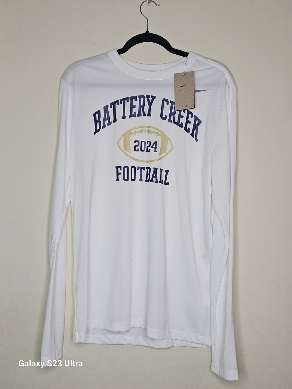 Nike Battery Creek 2024 White Long-Sleeve Football Shirt